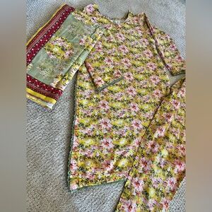 Floral Long Sleeve Dress with Multicolor Indian Pakistani dress